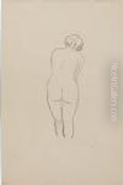 Femme En Berceau, 
Bras Droit Leve; Femme Nue De Dos Oil Painting by Aristide Maillol