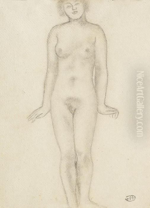 Etude Pour Centrale Des Trois Nymphes Oil Painting by Aristide Maillol