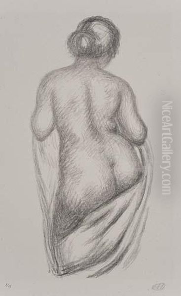 Femme De Dos Drape Oil Painting by Aristide Maillol