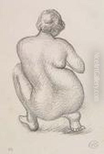 Two Lithographs.
Femme Nue Accroupie, Vue De Dos Oil Painting by Aristide Maillol