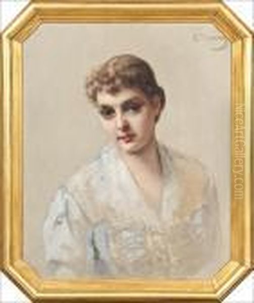 A Girl Oil Painting by Konstantin Egorovich Egorovich Makovsky