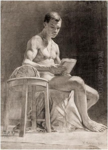 Male Nude. Oil Painting by Konstantin Egorovich Egorovich Makovsky