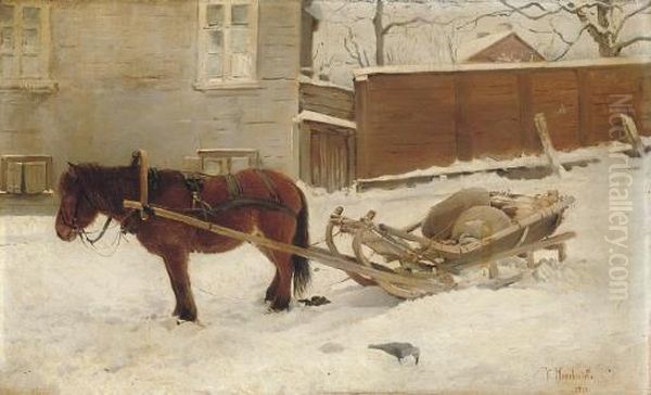 A Horse And Sleigh Oil Painting by Konstantin Egorovich Egorovich Makovsky