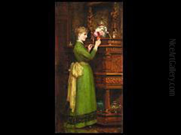 Junge Dame Mit Blumenbouquet Oil Painting by Konstantin Egorovich Egorovich Makovsky