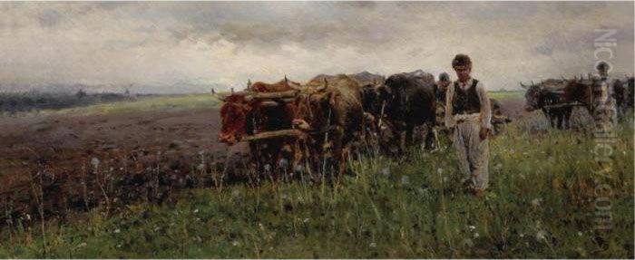 Ploughing The Fields Oil Painting by Vladimir Egorovic Makovsky