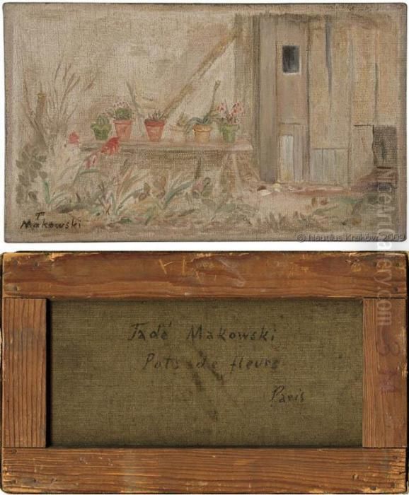 Doniczki Z Kwiatami Oil Painting by Tadeusz Makowski