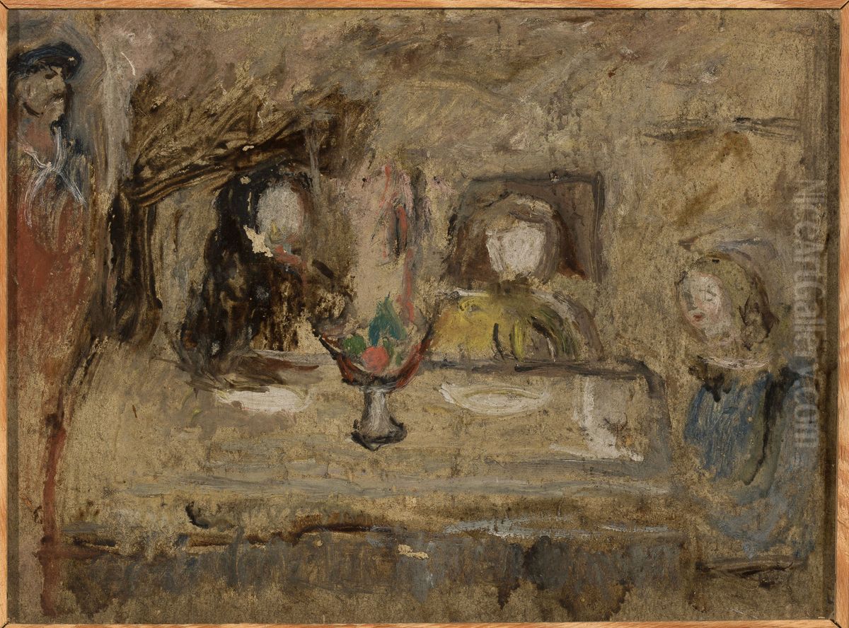 Przy Stole Oil Painting by Tadeusz Makowski