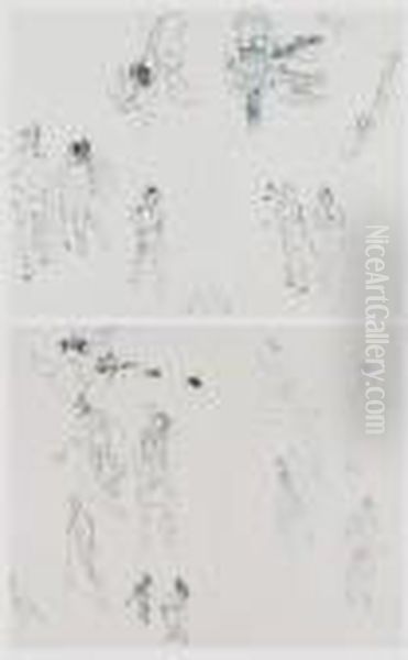 Szkice Postaci- Praca Dwustronna Oil Painting by Jacek Malczewski