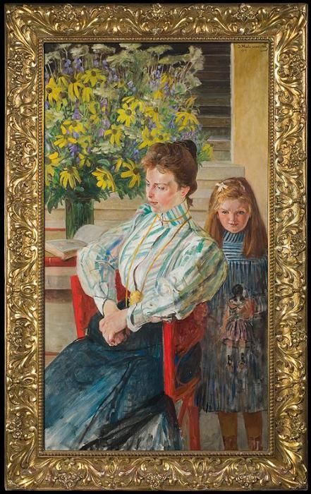 Portrait Of Mrs Nowak With Daughter Oil Painting by Jacek Malczewski