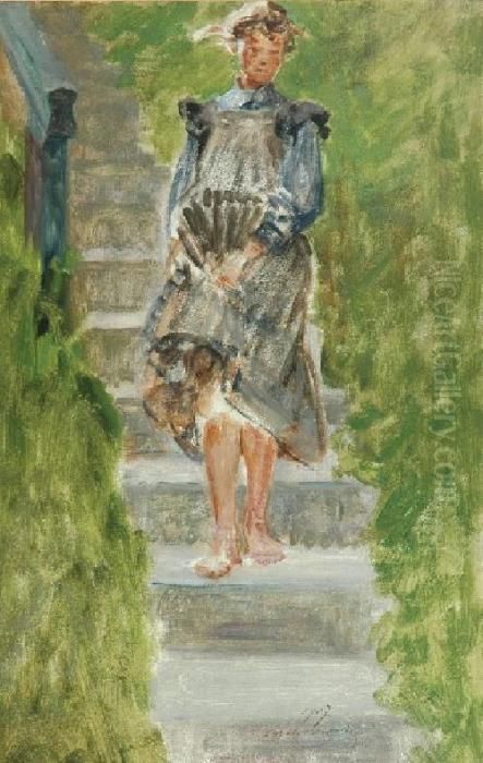 Dziewczyna Na Schodach Oil Painting by Jacek Malczewski