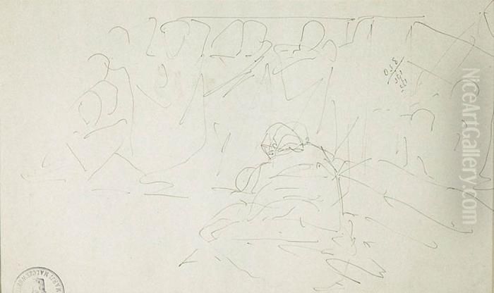 Szkic Do Kompozycji Figuralnej Oil Painting by Jacek Malczewski