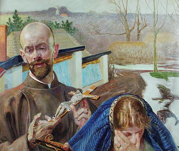 Autoportret W Habicie Tercjarskim Oil Painting by Jacek Malczewski
