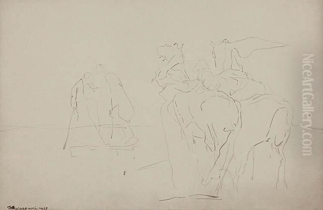 Pegazy Oil Painting by Jacek Malczewski