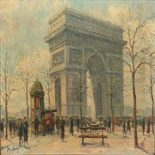 At The Arch Of Triumph In Paris Oil Painting by Henri Malfroy