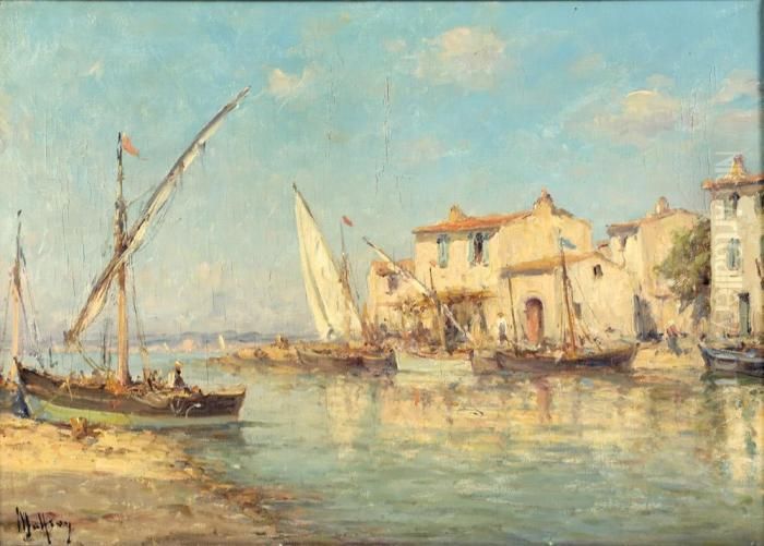 Le Port Mediterraneen Oil Painting by Henri Malfroy