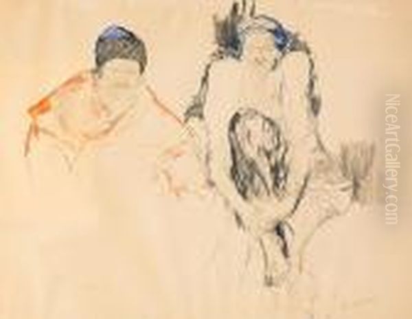 A Peasant Couple Oil Painting by Philippe Andreevitch Maliavine