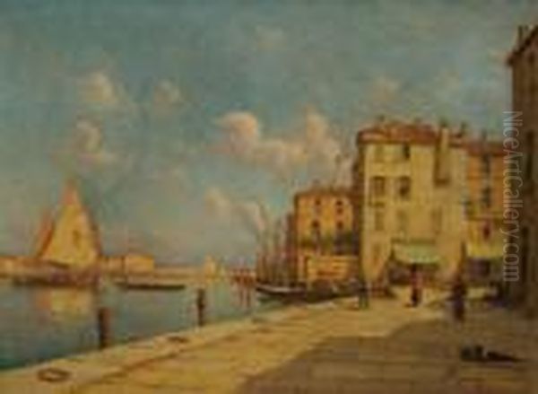 Port Mediterranee Oil Painting by Vincent Manago