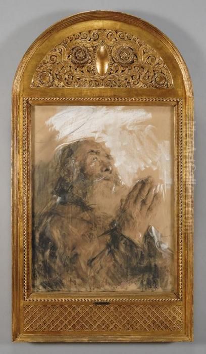 Uomo In Estasi Carboncino E Biacca Su Carta Oil Painting by Antonio Mancini