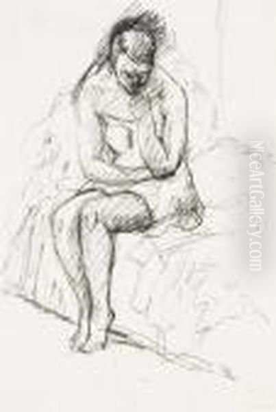 Femme Assise Sur Un Lit Oil Painting by Henri Charles Manguin