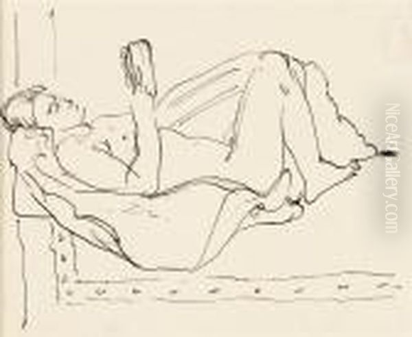 Nu Allonge Lisant Oil Painting by Henri Charles Manguin