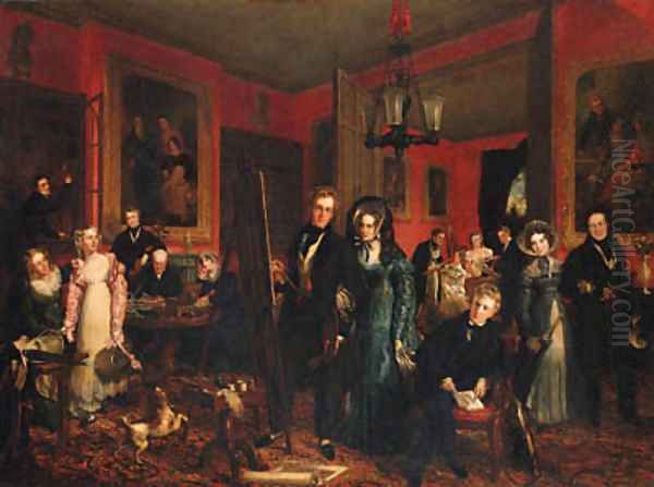 Group portrait of the artist and other members of the Partridge family, in his studio Oil Painting by John Partridge