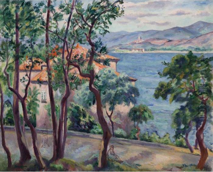 Au Dessus De L'oustalet: Vue Sur Grimaud Oil Painting by Henri Charles Manguin