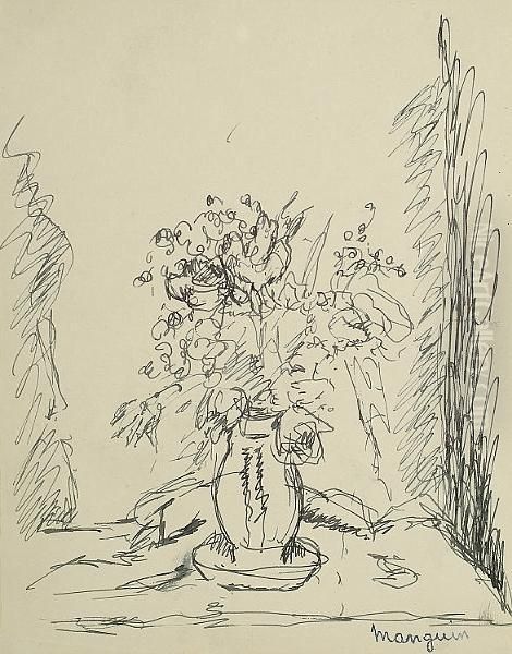 Still Life With Vase Of Flowers Oil Painting by Henri Charles Manguin