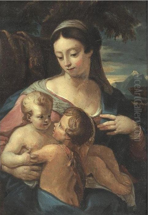 Madonna And Child Oil Painting by Carlo Maratta or Maratti