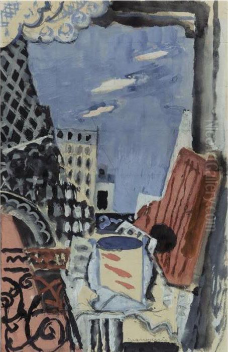 La Fenetre Sur La Tour Eiffel Oil Painting by Louis Marcoussis