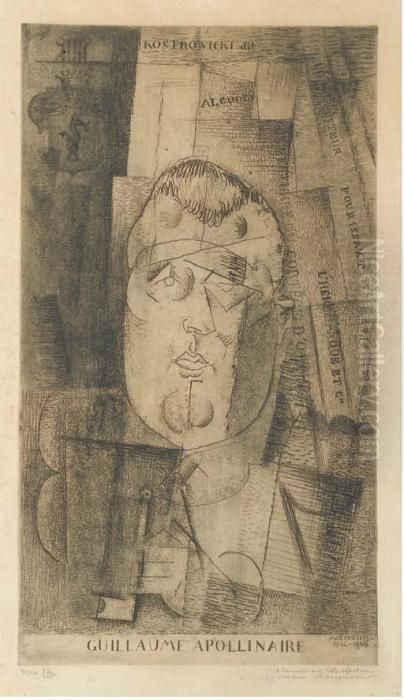 Portrait De Guillaume Apollinaire (solange Milet 33) Oil Painting by Louis Marcoussis