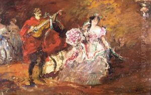 Festa A S. Ampelio Oil Painting by Pompeo Mariani