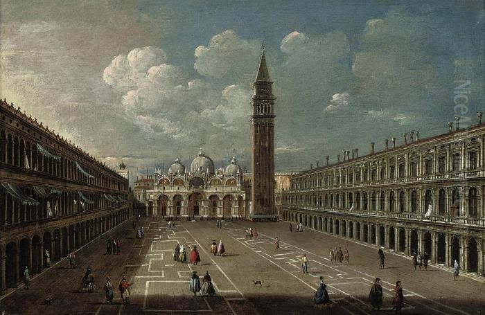 Piazza San Marco, Venice, 
Looking East, With The Torredell'orologio, The Campanile, The Doge's 
Palace And The Procuratienuove Oil Painting by Michele Marieschi