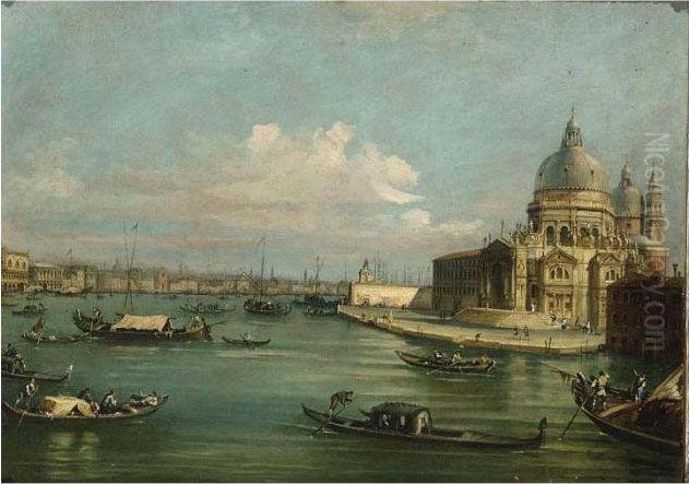 A Vedute Of Venice With The 
Canal Grande And The Santa Maria Della Salute, The Palazzo Ducale Beyond Oil Painting by Michele Marieschi