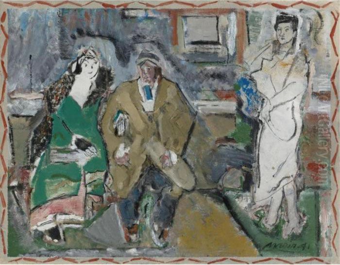 Two-company; Third-crowd (waiting) Oil Painting by John Marin