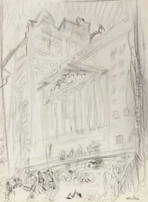 New York Stock Exchange Oil Painting by John Marin