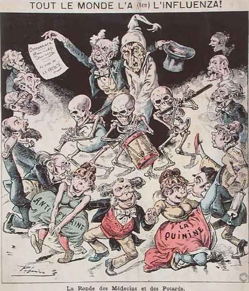 Caricature of the influenza epidemic of 1820, c.1889 Oil Painting by Pepin