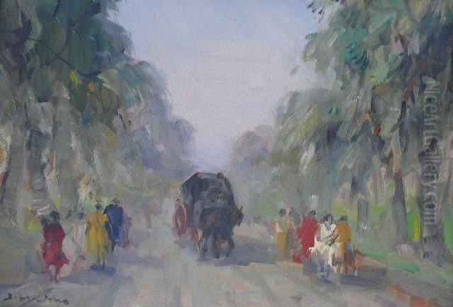 Belebte Strasenszene Mit Kutsche Oil Painting by Francesco Marino Di