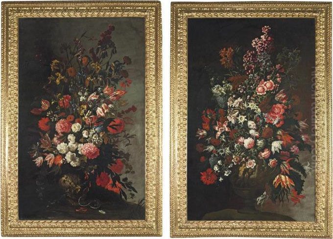 Tulips, Lilies, Irises And Other Flowers Oil Painting by Mario Nuzzi Mario Dei Fiori