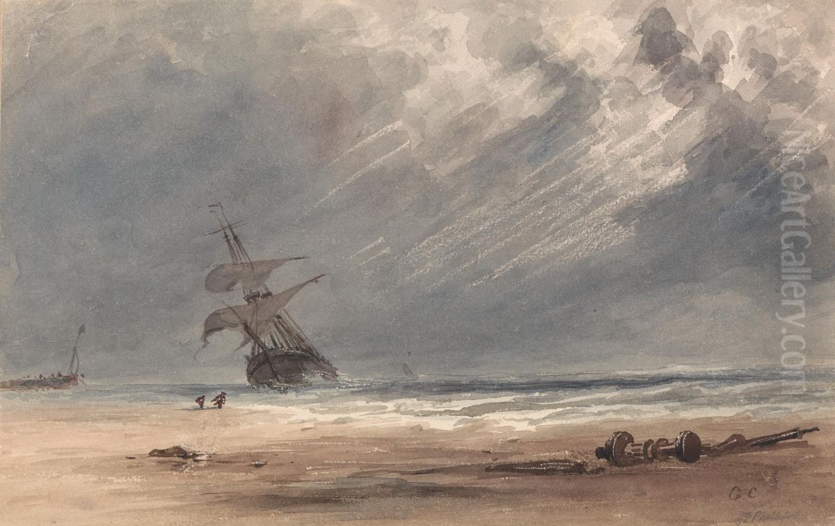 Storm Over a Coast Oil Painting by Giles Firman Phillips