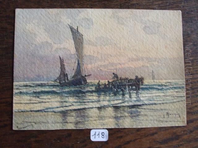 A Berck Oil Painting by Georges Philibert Charles Marionez