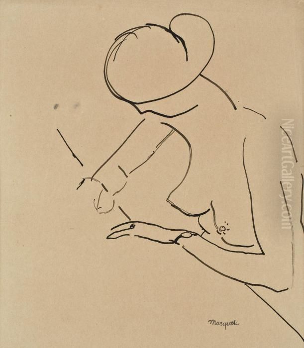 Femme Penchee Avec Le Cachet De L'atelier Oil Painting by Albert Marquet