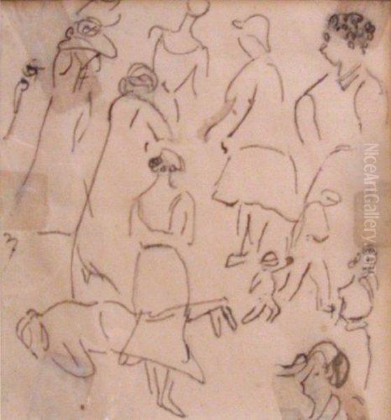 Personnages Aux Sables D'olonnes Oil Painting by Albert Marquet