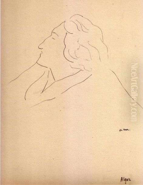 Portrait De Marcelle Marquet, Alger Oil Painting by Albert Marquet