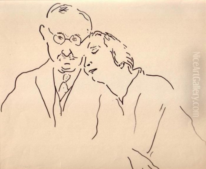 Autoportrait Avec Madame Marquet, Bougie Oil Painting by Albert Marquet