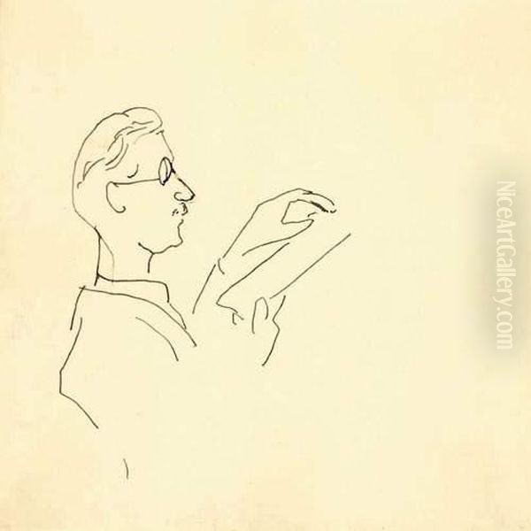 Portrait De Bonnard - Circa 1912 Oil Painting by Albert Marquet