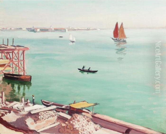 Travaux Quai A Venise Oil Painting by Albert Marquet