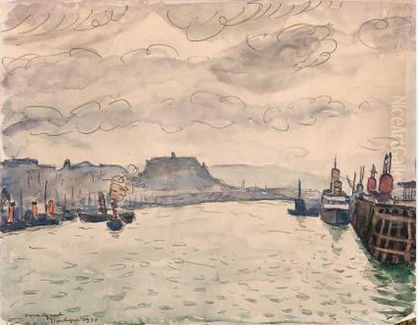 Peniche Et Remorqueur A Quai Oil Painting by Albert Marquet