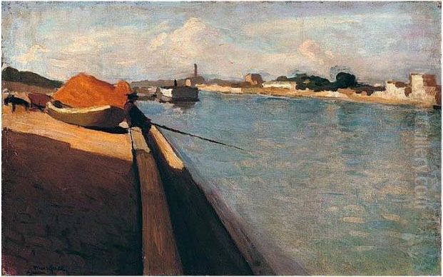 Le Chemin De Halage, Banlieu Parisienne Oil Painting by Albert Marquet