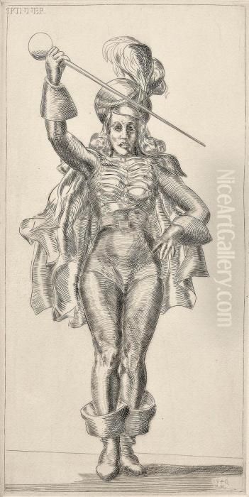 Drum Majorette Oil Painting by Reginald Marsh