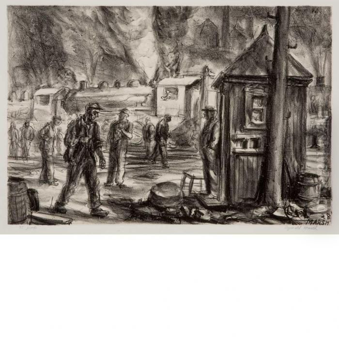 Erie R.r. Yards Oil Painting by Reginald Marsh